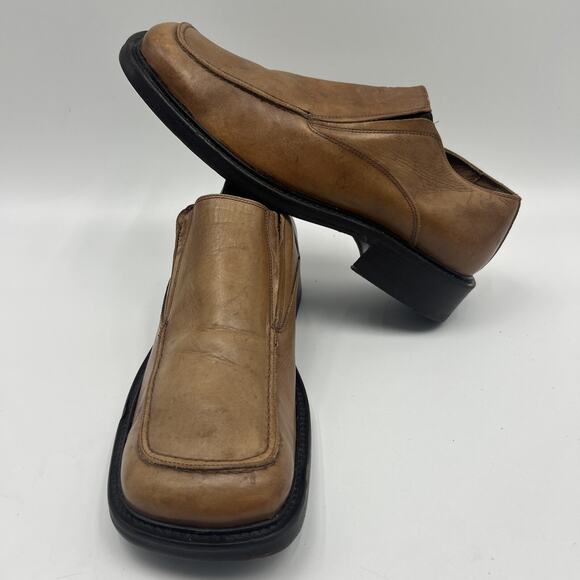 VINTAGE KENNETH COLE LEATHER UPPERS SIZE 13 TAN DERBY MADE IN ITALY BLOCK HEEL main image 8